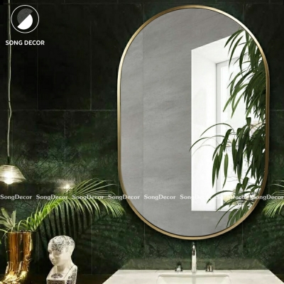 Gương lavabo oval viền inox mạ PVD